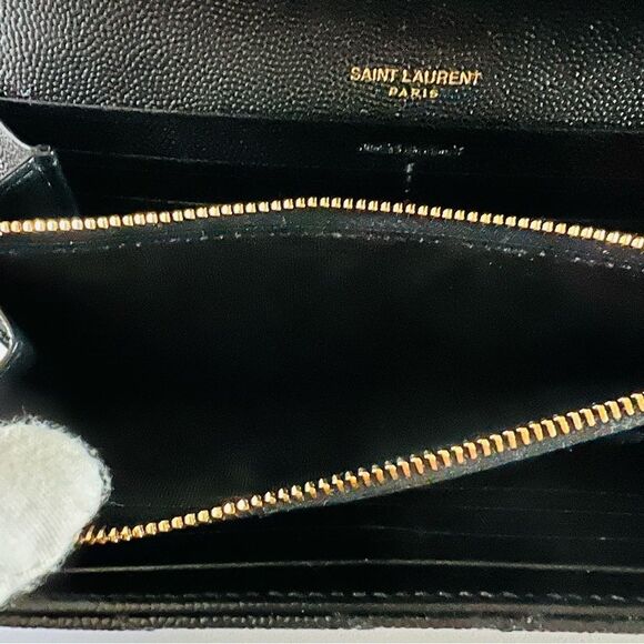 SAINT LAURENT Black Monogramme Logo Leather Flap Wallet - Picture 10 of 14